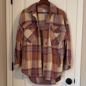 Plaid Oversized Button up Shacket with Pockets